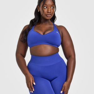 Effortless Seamless Racer Back Sports Bra Space Blue