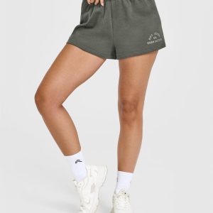 Lightweight Shorts with Graphic Dark Khaki