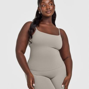 SoftMotion™ Strappy Vest with Built in Bra Shelf Warm Sand