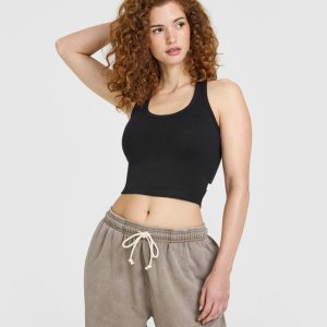 Cotton Fitted Mid Vest Black