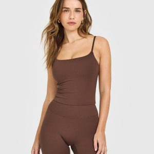 SoftMotion™ Strappy Mid Vest with Built in Bra Shelf Espresso Brown