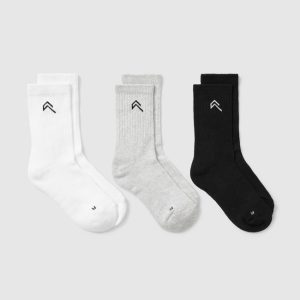 Crew Socks 3 Pack Grey/White/Black