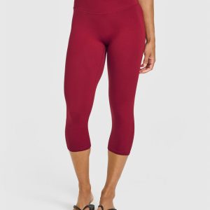 SoftMotion™ High Waisted Capri Leggings Ruby Red